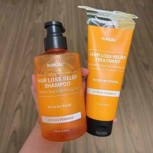 Bộ Dầu Gội & Dầu Xả Ngăn Rụng Tóc Kundal Real Beer Yeast Hair Lost Relief Shampoo & Treatment Hương Citrus Pomelo 500ml - 200ml
