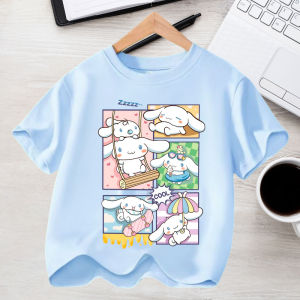 52TOYS | 2026 Summer Casual Clothes Kawaii Gift Cute Cinnamoroll Girl T-shirt Cotton Anime Print Tee Shirt Kids Short Sleeve Streetwear