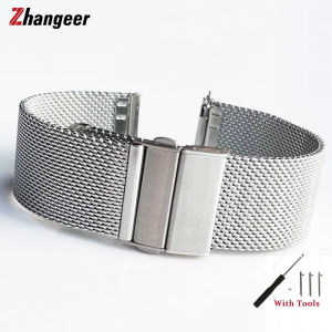 Zhangeer 16Mm 18Mm 20Mm 22Mm Nhanh Chóng Phát Hành Lưới Vòng đeo kiểu Milan Dây đồng hồ Thép Không Gỉ Kim Loại Gấp Khóa có dây đeo cổ tay nam nữ Phụ kiện dây đeo đồng hồ Với Công Cụ