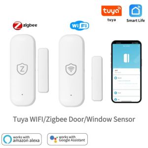 Zigbee WiFi Door Sensor Window Contact Open Close Home Alarm Smart Life Products Tuya App Remote Control Compatible With Alexa