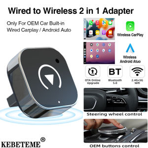 Kebememe Không Dây Carplay Bộ chuyển đổi cho điện thoại Tự Động 2 in1 Có Dây Để Không Dây Ai Hộp kết nối USB Cho Volvo Benz Mg Kia Chery VW