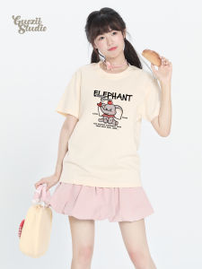 Áo Thun Nữ Tay Ngắn in Họa Tiết Hoa Màu Xám Cổ Tròn Dáng Rộng Mùa Hè Thường Ngày Phong Cách Ngọt Ngào Nhật Bản