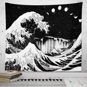 VIKAMA Black and White Sun Moon Face Sun Star Tapestry Tarot Astrology Background Cloth Wall Decoration Room Decoration