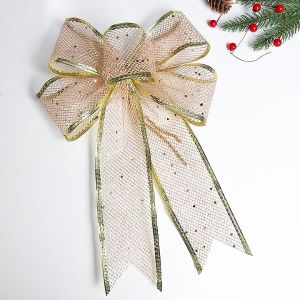 Christmas Ribbon Bows 30*20/30*22cm DIY Mesh Finished Bow Christmas Gold Sequin Decoration