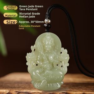 HUAKAIYUNDUO | Emerald Green Guanyin Jade Pendant Lake Blue Female
