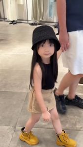 Korean Style Fashion Setelan camisole hitam lengan pendek atas + fashion denim culottes Baju Anak Perempuan Kids