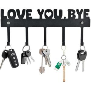 CIFbuy Wrought Iron Wall Art Love You Bye Key Holder Rack 5 Hooks Entryway Organizer Home Decor