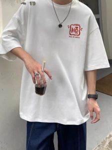 Loose Fit Mens Short Sleeve T-Shirt Pure Cotton Half Sleeve Summer New Style Printed Knitted Fabric Quick Dry Casual Tee