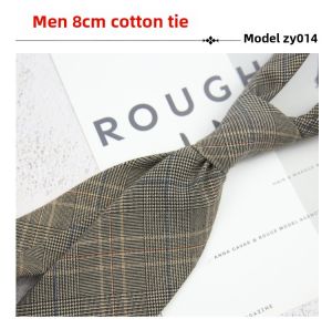 Business Casual Mens Cotton Tie Stripe Pattern Stylish 8CM Width Western Style Dress Tie Black Grey Blue Three Colors Available