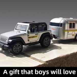 Baby-friendly Metal Die-cast RV and Trailer Toy