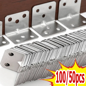 20/30/50/100Pcs L-shaped Corner Brace for Furniture / Heavy Duty Stainless Steel Joint Connector / Right Angle Corner Bracket / Corner Brace for Cabinet Shelves