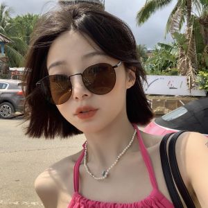 แว่นกันแดดทรงกลมสำหรับผู้หญิง สไตล์เกาหลี ป้องกันรังสียูวี หน้ากว้าง หน้ามน หน้ายาว หน้าสี่เหลี่ยม หน้ากลม แว่นกันแดดแฟชั่น