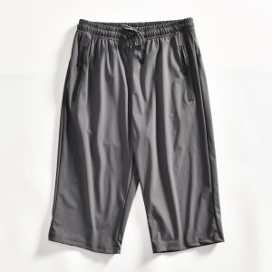 Ice Silk Elastic Waist Shorts Mens Casual Sports Quick Dry Breathable Summer Youth Fashion Straight Leg Length Seven Shorts