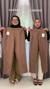 Celana Jumbo Wanita Highwaist Premium / Celana Panjang Wanita Kekinian Ootd Remaja Dewasa Terbaru 2024 Trendy Hits Viral Celana Jumbo Scuba Premium Tebal Pinggang Karet Elastis Melar - Celana Jumbo Cewek BB 100 Kg