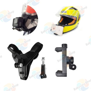 Chin mount for helmet Motorcycle Helmet Camera Holder Mount with Phone Clip for Go Pro Hero 8/DJI Osmo/AKASO Action Camera Helmet Chin Mount Holder