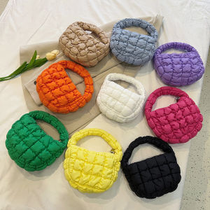 【🔥HOT🔥】Women Small Tote Bag 2024 Fashion Pleated Female Purse Quilted Cloud Bag Lightweight Nylon Solid Color Commute Handbags