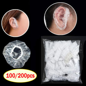 100/200Pcs Disposable Hairdressing Earmuffs Salon Clear Ear Cover Ear Protection Hair Dye Protect Cap Hair Color Styling Tool