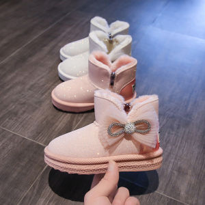 Girls snow boots childrens shoes 2023 new autumn and winter piled thickened non-slip baby zipper snow cotton boots