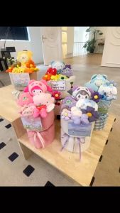 (Loại 1 Chuẩn Form) Bó Hoa Gấu Bông Quả Cầu Chủ Đề Hoạt Hình Sanrio Kèm Túi Và Đèn Đáng Yêu Tặng Ngày Lễ Sinh Nhật