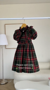 Dress Natal Anak Perempuan Motif Kotak Terbaru 2025 Dres Anak Cewek Viral Umur 1-9 Tahun