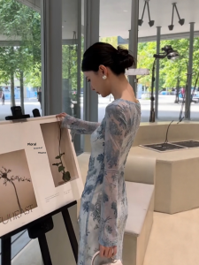 VKSOD | French Vintage Floral Print Strap Long Dress Womens Summer Slim Fit Mermaid Gown High Waist Fashionable Elegant Style