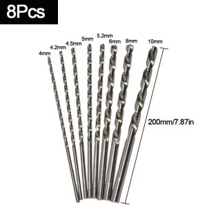 ZUOMU | 8pcs Extra Long High Speed Steel Straight Shank Twist Drill Bit Tool 4-10mm For Wood Spiral Drill Bit Drilling Tool Twist Drill