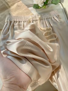 High Waist Silk Wide Leg Pants Women Spring Summer Autumn New High End Acetate Straight Floor Length Trousers Slimming Effect