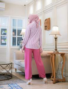 Setelan Ribyla blouse rompi & celana twill premium mix katun ONE SET