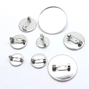 20Pcs Stainless Steel Material Brooch Style Cabochon Blank Base Cameo Setting Charms Pendant Tray DIY Jewelry