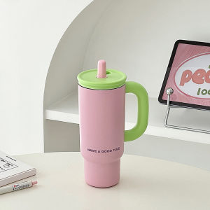 แก้วดื่มน้ำอุ่นเย็นความจุขนาดใหญ่ Dopaamine สำหรับผู้หญิงในออฟฟิศ ดีไซน์สุดเก๋ไก๋พร้อมที่ดื่มแบบมีสเปรย์