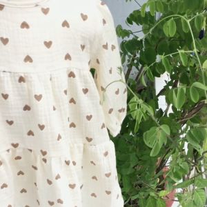 Váy bé gái NHULII váy phong cách nàng thơ hoạ tiết trái tim cho bé 8 đến 17 kg NI021