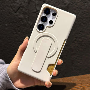 Luxury Strong Magnet Magnetic Card Holder Phone Case for Samsung S26 S25 S24 Ultra Plus Solid Color Matte PC Protection Cover