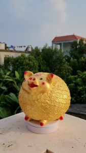 Heo Đất Nhím Đồng Tiền Vàng Gold Lợn Đất Ống Tiết Kiệm Đựng Tiền - Heo Đất PiPi