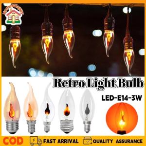 LED Retro Light Bulb E14-3W Edison Bulb Energy Saving Candle Tip Dimmable Flame Fire Bulb Home Decor