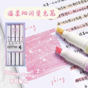 4 Colors Aesthetic Star Glitter Highlighters Shiny Scrapbook Doodle Pen Notebook Highlight Markers Pencil Kawaii Kids Stationery