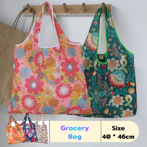 Foldable Shopping Bag Reusable Grocery Bags Lightweight Folding Tote Bag Washable Polyster Bags