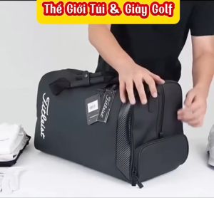 (Có ảnh thật) Túi golf xách tay và đeo vai Tit leistcó 2 ngăn chứa quần áo và giày túi golf da sang trọng .