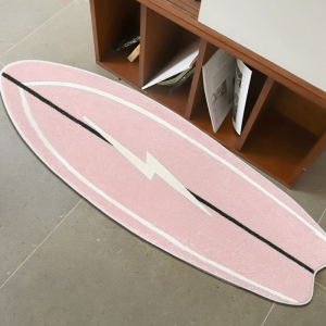 VIKAMA Pink Surfboard Long Striped Area Rug Non Slip Soft Floor Mat Living Room Girl Bedroom Bedside Runner Mat Home Decor