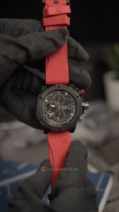 Jam Tangan Pria Alexandre Christie Chronograph AC 6491 GCREPBARE Black Dial Red Rubber Strap