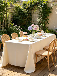 Luxurious Light Beige Rectangular Tablecloth