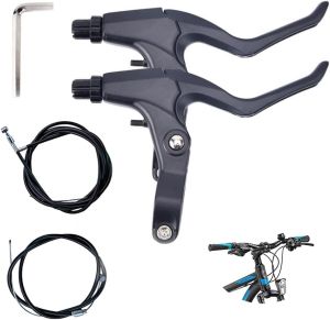1 Pair MTB Bicycle Brake Handle Levers V Brake/Disc Brake Handle Aluminum Alloy Brake Levers Black with Brake wire
