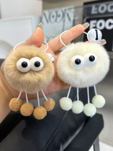 [Cute Small Octopus] Rex Rabbit Fur Small Briquette Car Key Ring Pendant Ins Stuffed Doll and Bag Ornaments