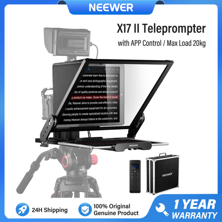 NEEWER X17 II Teleprompter with App Control, Compatible with Manfrotto 501PL iPad iPhone, Max Load 20kg/44.1Ib