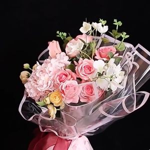[20pcs] Flower Wrapping Paper Transparent Frame Rim Opp Bouquet Waterproof Florist Gift Wrappers Packing Pembalut Bunga