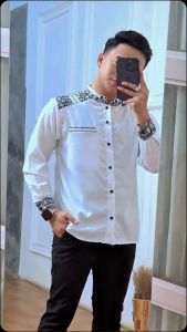 Baju Koko Pria Lengan Panjang Modern – Kemeja Muslim Katun Toyobo Premium Kombinasi Batik