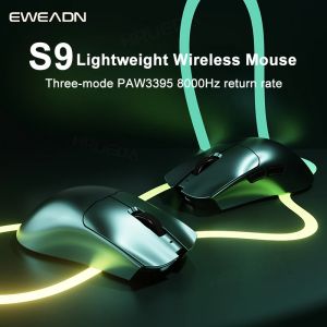 Eweadn S9 Ultra Wireless Mouse Thri Mode Bluetooth Paw3950 Ergonomics Lightweight Mouse E-Sports Game Wireless Pc Accessories