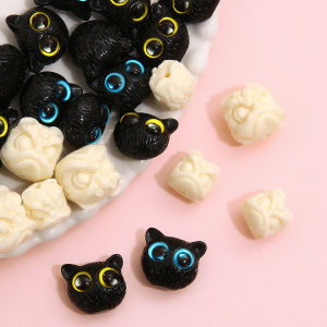 Handmade DIY Cartoon Animal Cat Beads Straight Hole Resin Bracelet Accessories Fashion Jewelry Crafts Decorations Supplies