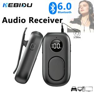 KEBIDU | KEBIDU Bluetooth 6.0 Audio Receiver 3.5mm AUX Clip on Wireless Adapter HD Screen 1 To 2 HiFi Stereo Player For TV Car Speakers