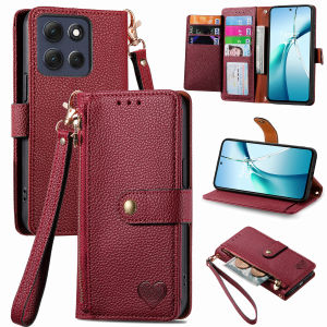 szhaiyu | For Motorola Signature Edge X70 Air 70 60 50 Fusion 60 50 Pro PU Leather Zipper RFID Wallet Card Slots Wrist Strap Leather Cover
