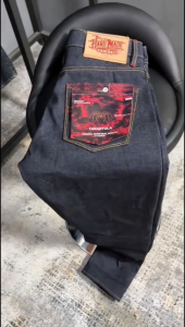 Denim Junior Indigo Hitam 15Oz Sanforized Raw Denim Accent Selvedge